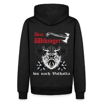 Dein Wikinger - Männer Premium Bio Hoodie - Schwarz - Hinten - Nico (187cm)