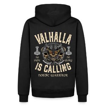 Valhalla is Calling - Männer Premium Bio Hoodie - Schwarz - Hinten - Nico (187cm)