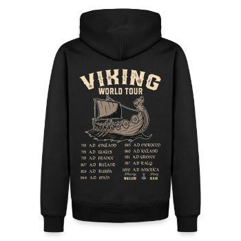 Viking World Tour Wikinger Welttournee - Männer Premium Bio Hoodie - Schwarz - Hinten - Nico (187cm)