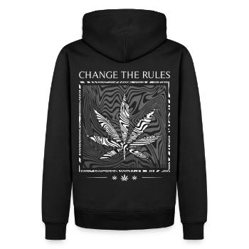 CHANGE THE RULES- WEED - Männer Premium Bio Hoodie - Schwarz - Hinten - Nico (187cm)
