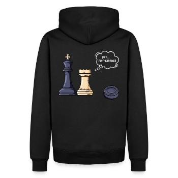 Schachspieler Design - Schach Motiv Flacherde - Männer Premium Bio Hoodie - Schwarz - Hinten - Nico (187cm)