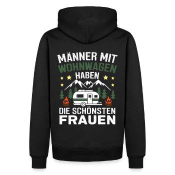 Männer mit Wohnwagen haben die schönsten Frauen - Männer Premium Bio Hoodie - Schwarz - Hinten - Nico (187cm)