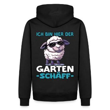 Ich bin hier der Garten Schäff | Chef Gärtner - Männer Premium Bio Hoodie - Schwarz - Hinten - Nico (187cm)