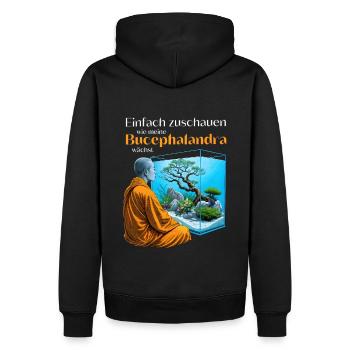 Einfach zuschauen, wie meine Bucephalandra wächst - Männer Premium Bio Hoodie - Schwarz - Hinten - Nico (187cm)