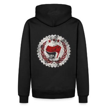 ANTIFA FCK FASCISM - Männer Premium Bio Hoodie - Schwarz - Hinten - Nico (187cm)