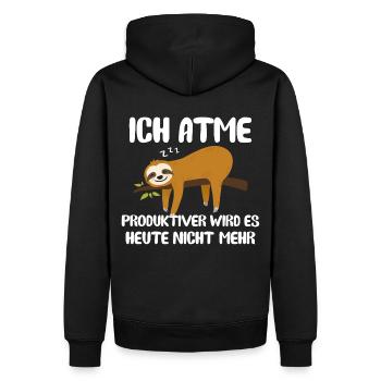Ich Atme Faultier - Männer Premium Bio Hoodie - Schwarz - Hinten - Nico (187cm)