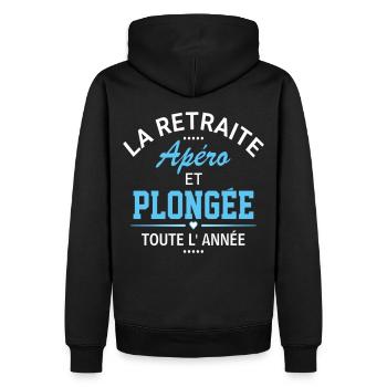 Tee shirt retraite apéro et plongée humour cadeau - Sweat à capuche Premium bio Homme - noir - Dos - Nico (187cm)