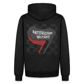 Antifa antifascismo militante Italie Italie - Sweat à capuche Premium bio Homme - noir - Dos - Nico (187cm)