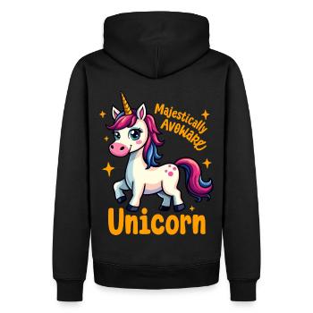 Majestätisch unbeholfenes Einhorn mit Funkeln - Männer Premium Bio Hoodie - Schwarz - Hinten - Nico (187cm)