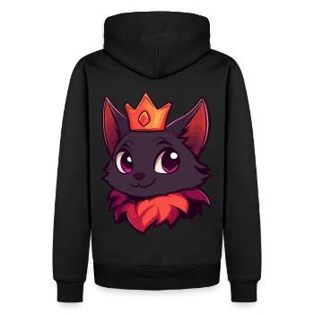 Chat couronné mignon avec sourire espiègle - Sweat à capuche Premium bio Homme - noir - Dos - Nico (187cm)