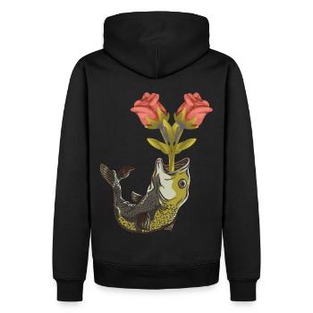 Fisch Fische Geburtstag Valentin Romantik - Männer Premium Bio Hoodie - Schwarz - Hinten - Nico (187cm)