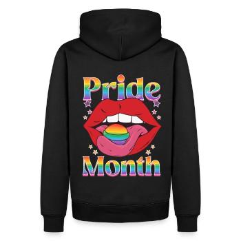 Pride Month | Rainbow Love Freedom - Men’s Premium Organic Hoodie - black - Back - Nico (187cm)