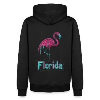 Florida Flamingo neon - Männer Premium Bio Hoodie - Schwarz - Hinten - Nico (187cm)