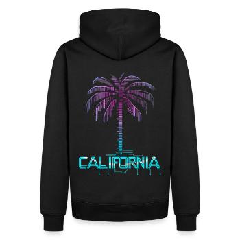 California neon Palme - Männer Premium Bio Hoodie - Schwarz - Hinten - Nico (187cm)
