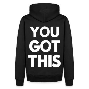 You Got This – Mutiges Schwarz-Weiß-Zitat-Design - Männer Premium Bio Hoodie - Schwarz - Hinten - Nico (187cm)