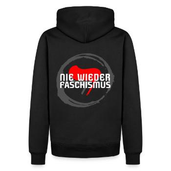 PLUS JAMAIS DE FASCISME - ANTIFASCISTES ! - Sweat à capuche Premium bio Homme - noir - Dos - Nico (187cm)