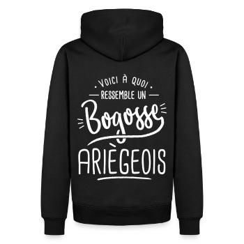 ariègeois bogosse Cadeau humour ariège - Sweat à capuche Premium bio Homme - noir - Dos - Nico (187cm)