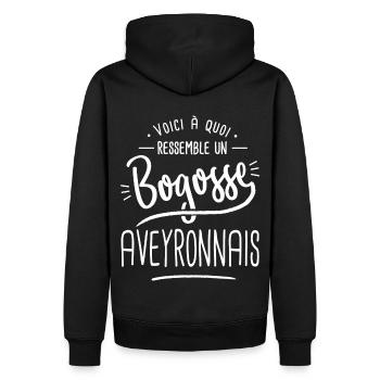 aveyronnais bogosse Cadeau humour aveyron - Sweat à capuche Premium bio Homme - noir - Dos - Nico (187cm)