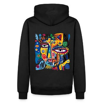 Ambiance Haïti - Sweat à capuche Premium bio Homme - noir - Dos - Nico (187cm)