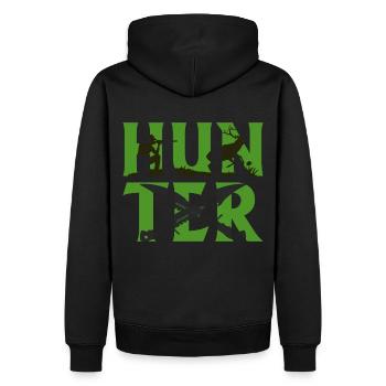 Jäger / Hunter - Männer Premium Bio Hoodie - Schwarz - Hinten - Nico (187cm)