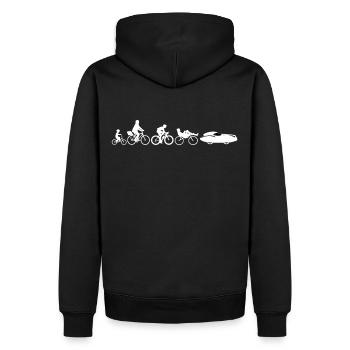 Fahrrad Evolution weiß Quattrovelo - Männer Premium Bio Hoodie - Schwarz - Hinten - Nico (187cm)