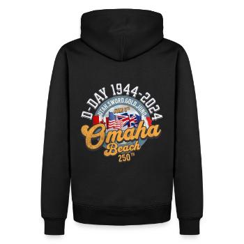 250-jähriges Jubiläum von Omaha Beach zurück - Männer Premium Bio Hoodie - Schwarz - Hinten - Nico (187cm)