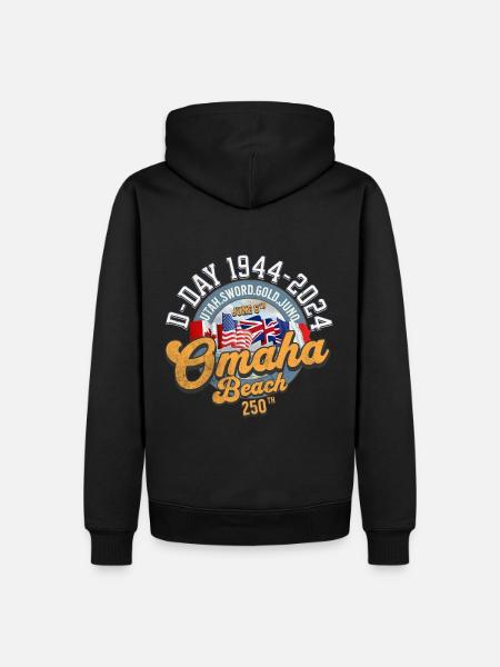 Omaha Beach 250th anniversary back - Men’s Premium Organic Hoodie - black