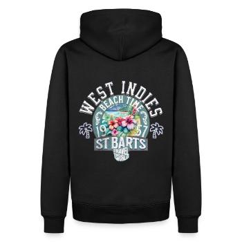 Strandzeit St. Barts Westindien - Männer Premium Bio Hoodie - Schwarz - Hinten - Nico (187cm)