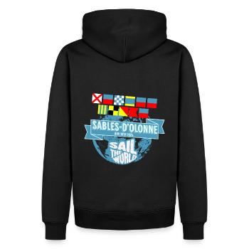 Sail the world Sables d olonne - Sweat à capuche Premium bio Homme - noir - Dos - Nico (187cm)