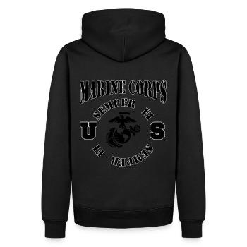 USMC - Sweat à capuche Premium bio Homme - noir - Dos - Nico (187cm)