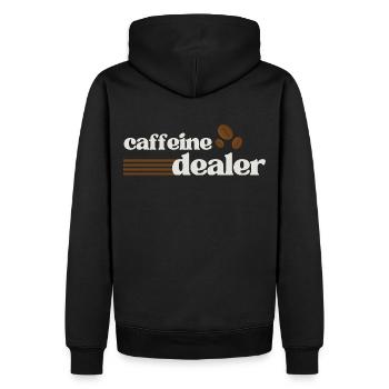 Caffeine Dealer (Coffee, Barista) - Men’s Premium Organic Hoodie - black - Back - Nico (187cm)