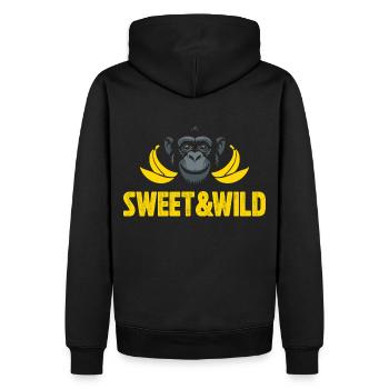 Süß und Wild - Männer Premium Bio Hoodie - Schwarz - Hinten - Nico (187cm)