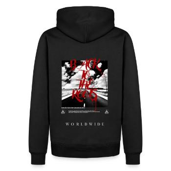 Back to the roots - Männer Premium Bio Hoodie - Schwarz - Hinten - Nico (187cm)