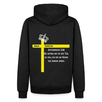 Offenbarung 2 10 white - Männer Premium Bio Hoodie - Schwarz - Hinten - Nico (187cm)