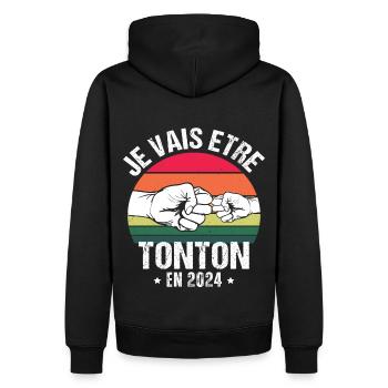 Je vais être tonton en 2024 cadeau naissance 2024 - Sweat à capuche Premium bio Homme - noir - Dos - Nico (187cm)