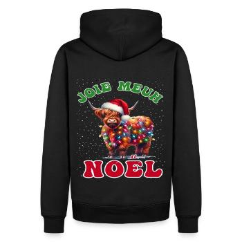 Joie Meuh Noël Cadeau Humoristique Vache Noël - Sweat à capuche Premium bio Homme - noir - Dos - Nico (187cm)