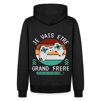 Futur Grand Frère Annonce Naissance Geek Gamer - Sweat à capuche Premium bio Homme - noir - Dos - Nico (187cm)