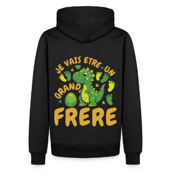 Futur Grand Frère Annonce Naissance Dinosaure - Sweat à capuche Premium bio Homme - noir - Dos - Nico (187cm)
