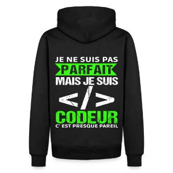 Humour Geek Cadeau Développeur Codeur Programmeur - Sweat à capuche Premium bio Homme - noir - Dos - Nico (187cm)