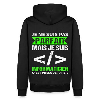 Humour Geek Cadeau Informaticien Programmeur - Sweat à capuche Premium bio Homme - noir - Dos - Nico (187cm)