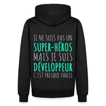 Humour Geek Cadeau Développeur Codeur Programmeur - Sweat à capuche Premium bio Homme - noir - Dos - Nico (187cm)