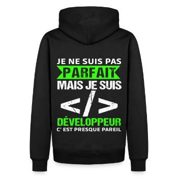 Humour Geek Cadeau Développeur Codeur Programmeur - Sweat à capuche Premium bio Homme - noir - Dos - Nico (187cm)