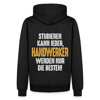 Studieren kann jeder Handwerker werden nur die - Männer Premium Bio Hoodie - Schwarz - Hinten - Nico (187cm)