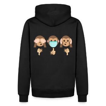 3 Weise Affen (Zwei-Ignoranten-Edition) - Männer Premium Bio Hoodie - Schwarz - Hinten - Nico (187cm)
