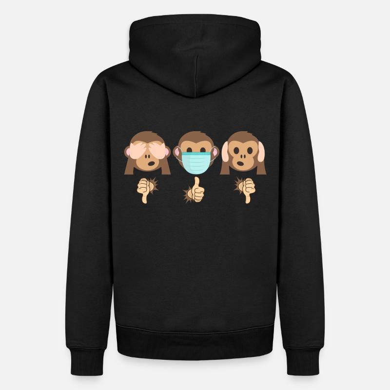 3 singes de mode (édition à deux ignorants) - Sweat à capuche Premium bio Homme - noir