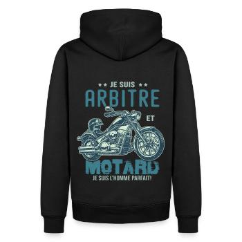 motard le meilleur arbitre le meilleur - Sweat à capuche Premium bio Homme - noir - Dos - Nico (187cm)
