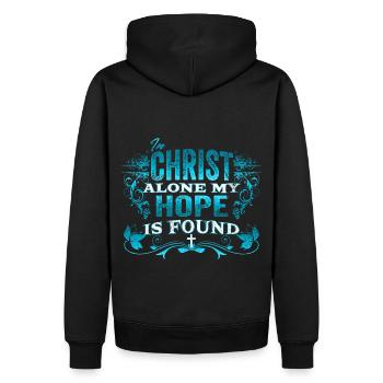 Dans le Christ seul se trouve mon espérance - Chrétien - Sweat à capuche Premium bio Homme - noir - Dos - Nico (187cm)