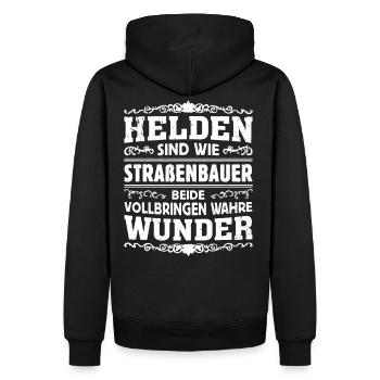 Strassenbauer - Helden - Männer Premium Bio Hoodie - Schwarz - Hinten - Nico (187cm)