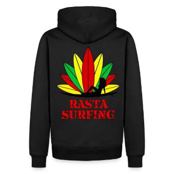 rasta surfing - Männer Premium Bio Hoodie - Schwarz - Hinten - Nico (187cm)