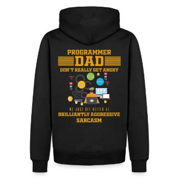 Papa - Père Tshirt - Cadeau - funny - Programmeur - Sweat à capuche Premium bio Homme - noir - Dos - Nico (187cm)